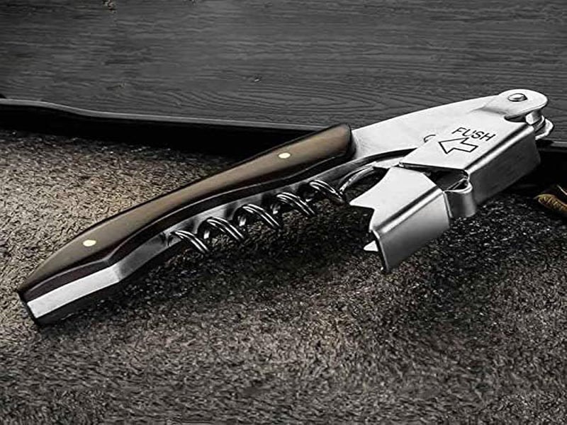 Kit-Home Professional Waiter Corkscrew Wine Key for Bartenders Set of 3,With Long Rosewood Handle Stainless Steel Handle Wine Opener for Bar Restaurant Waiters, Sommelier, Bartend (Black Wood 3 Packs) - Image 2